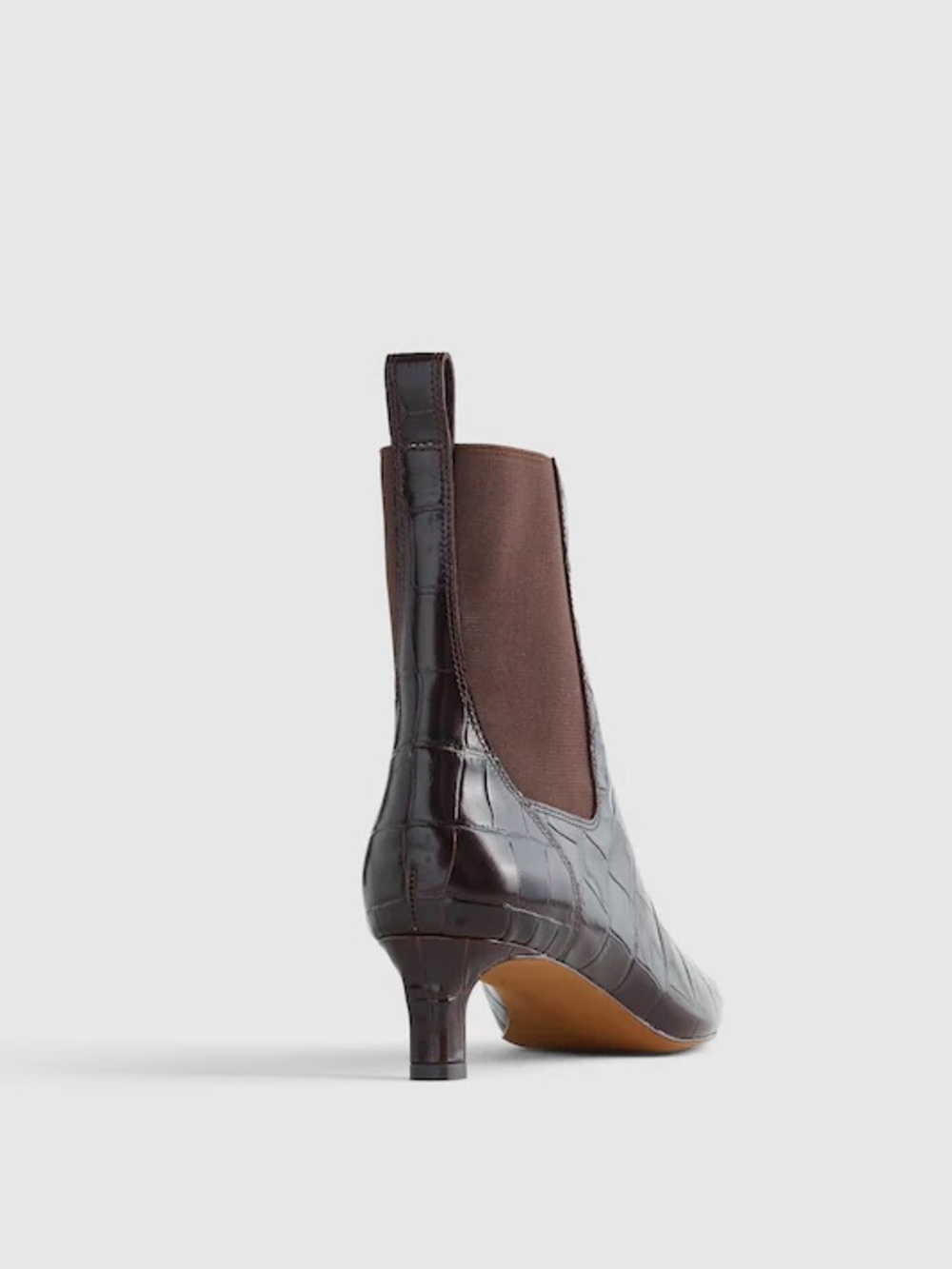 Madewell Dimes Chelsea Boots Coffee Bean Croc Embossed Leather Ankle Boots 7 - Picture 3 of 12